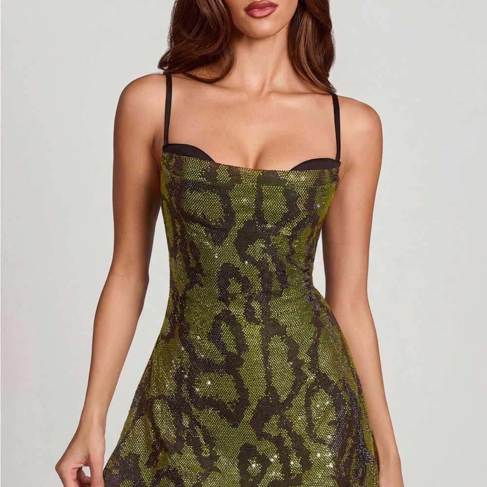 Oh Polly Green and Black Mini Dress